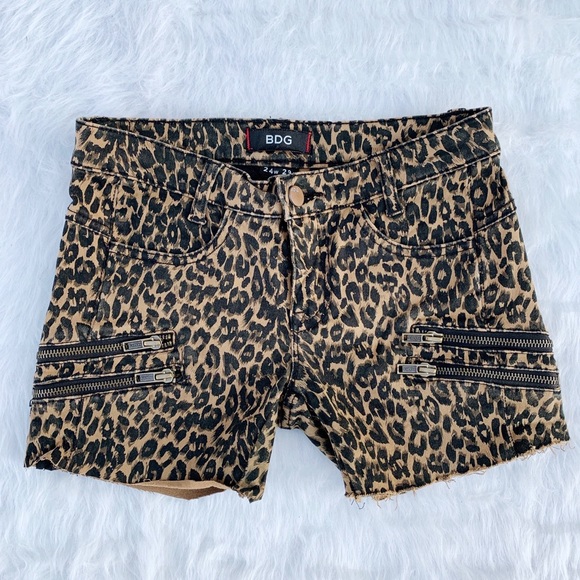 Leopard print denim Cut Off Shorts animal cheetah